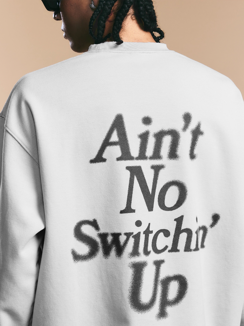 1807 Blurred Logo Print Distressed Long Sleeve Tee | Face 3 Face