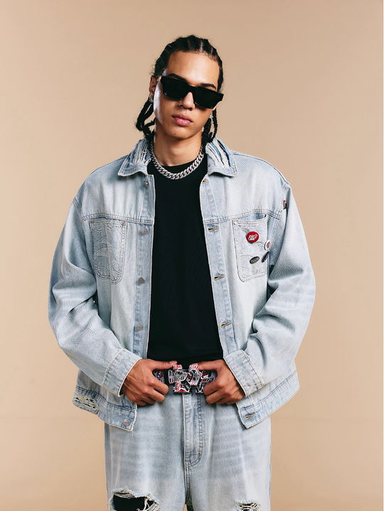 1807× LABT Paisley Pattern Wash Denim Jacket | Face 3 Face