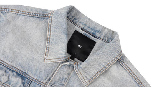 1807 Still Going Vintage Print Wash Denim Jacket | Face 3 Face