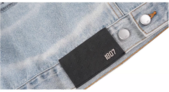 1807 Still Going Vintage Print Wash Denim Jacket | Face 3 Face