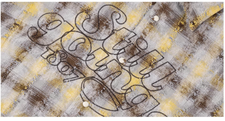 1807 Chain Embroidery Plaid Long Sleeve Shirt | Face 3 Face