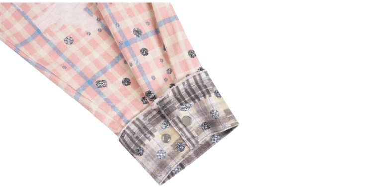 1807 Swarovski Crystal Diamond Plaid Long Sleeve Shirt | Face 3 Face