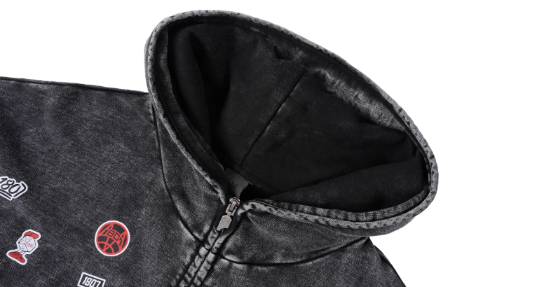 1807× LABT Logo Patch Washed Zip Up Hoodie | Face 3 Face