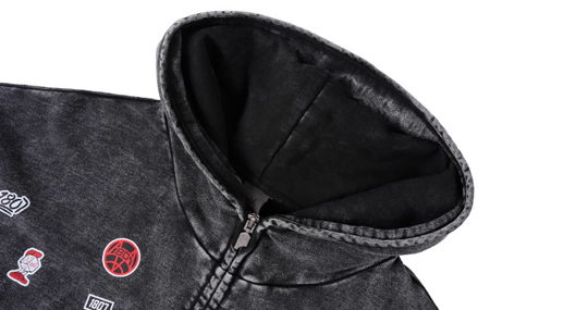 1807× LABT Logo Patch Washed Zip Up Hoodie | Face 3 Face