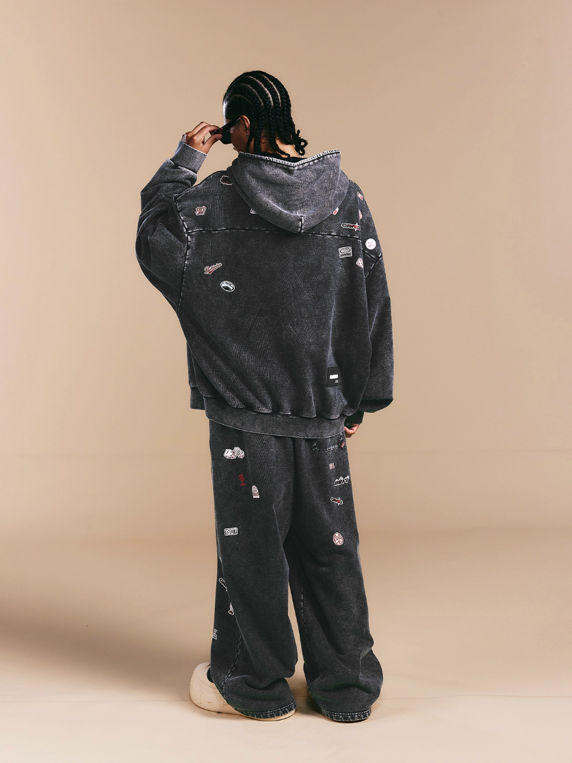 1807× LABT Logo Patch Washed Zip Up Hoodie | Face 3 Face