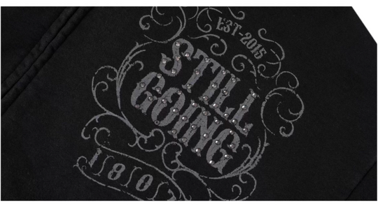 1807 Swarovski Crystal Diamond Washed Zip Up Hoodie | Face 3 Face