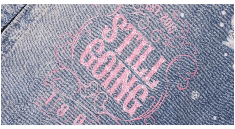 1807 Swarovski Crystal Diamond Denim Zip Up Hoodie | Face 3 Face