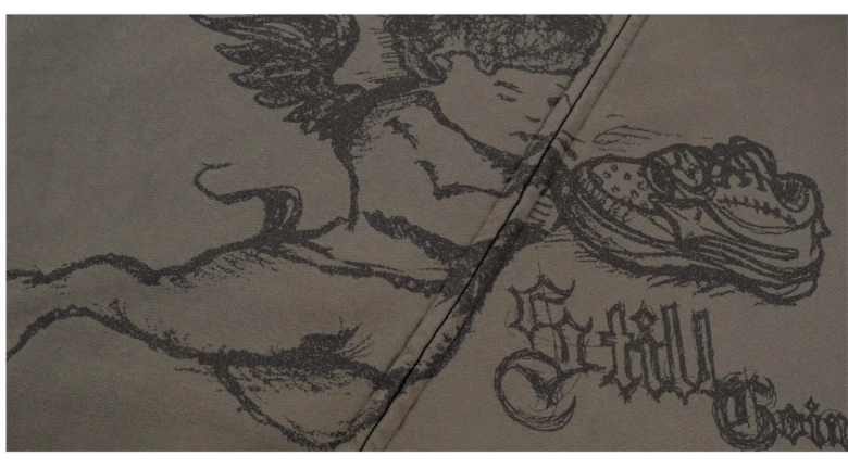 1807 Graffiti Angel Print Zip Up Hoodie | Face 3 Face