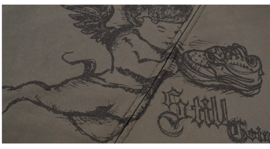 1807 Graffiti Angel Print Zip Up Hoodie | Face 3 Face