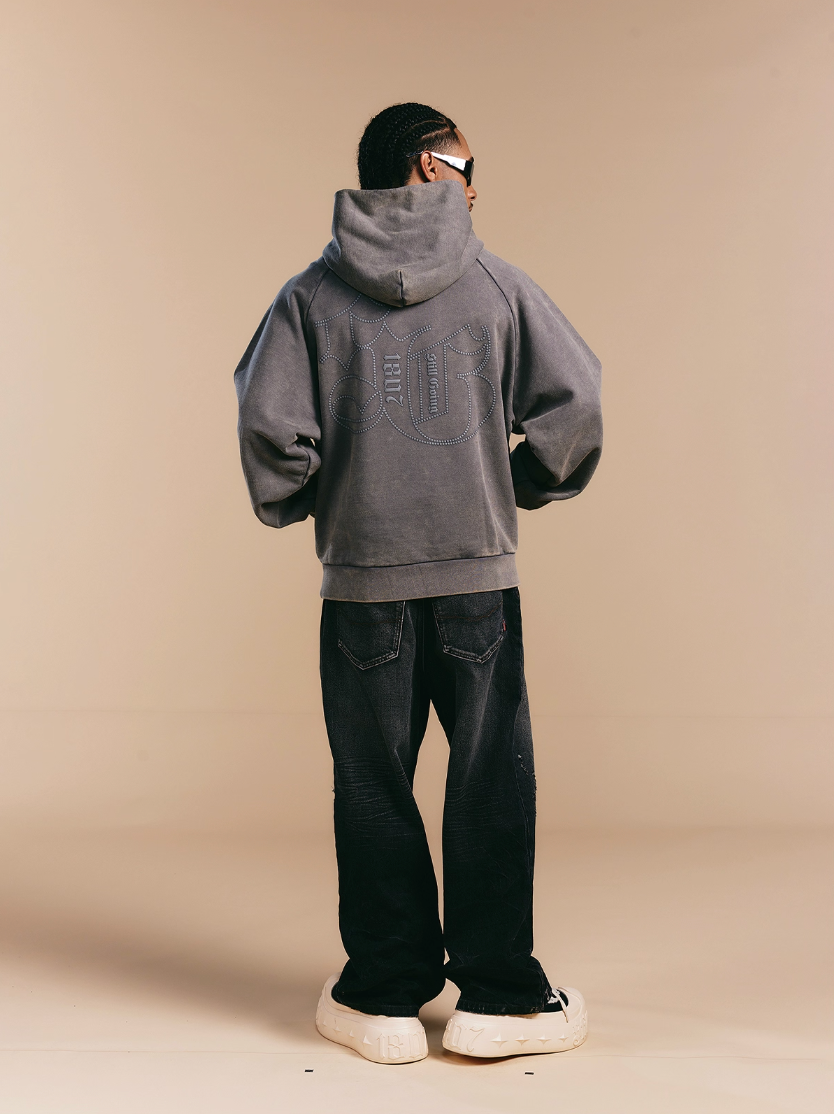 1807 Washed Fade Foam Print Hoodie | Face 3 Face
