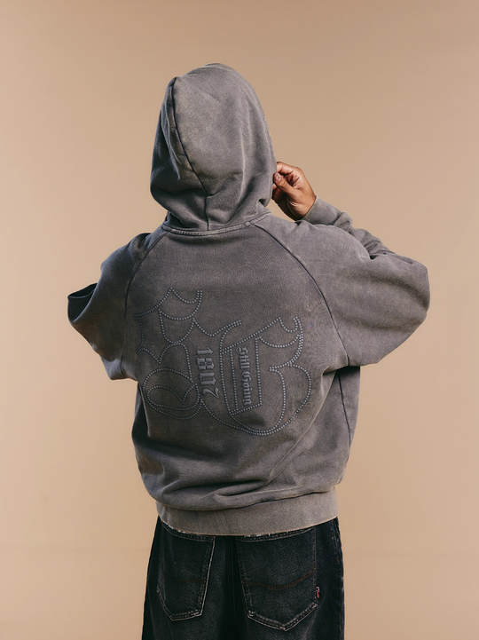 1807 Washed Fade Foam Print Hoodie | Face 3 Face