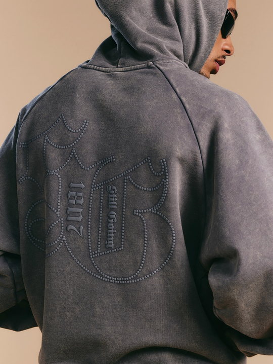 1807 Washed Fade Foam Print Hoodie | Face 3 Face