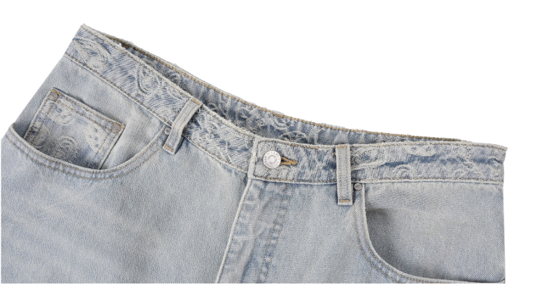 1807× LABT Paisley Pattern Washed Denim Jeans | Face 3 Face