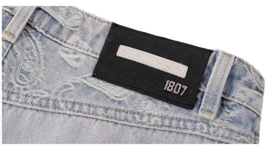 1807× LABT Paisley Pattern Washed Denim Jeans | Face 3 Face