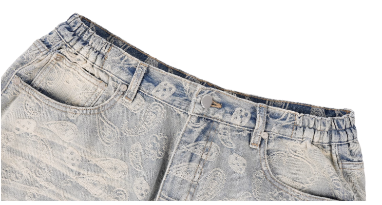 1807 Allover Paisley Washed Denim Jeans | Face 3 Face