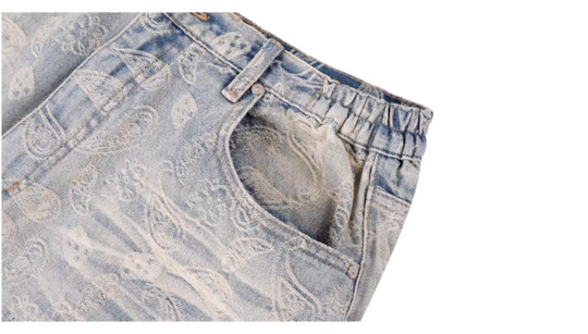 1807 Allover Paisley Washed Denim Jeans | Face 3 Face