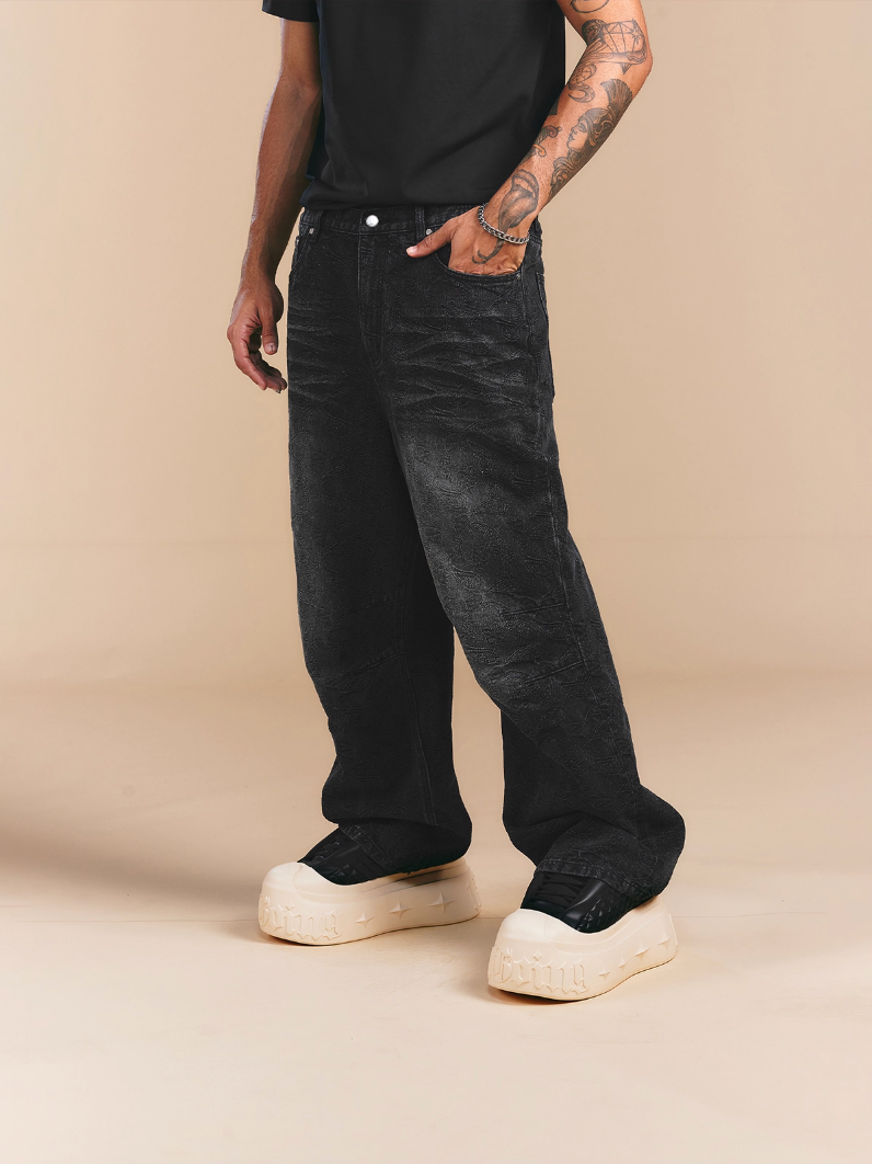 1807 Allover Paisley Washed Denim Jeans | Face 3 Face