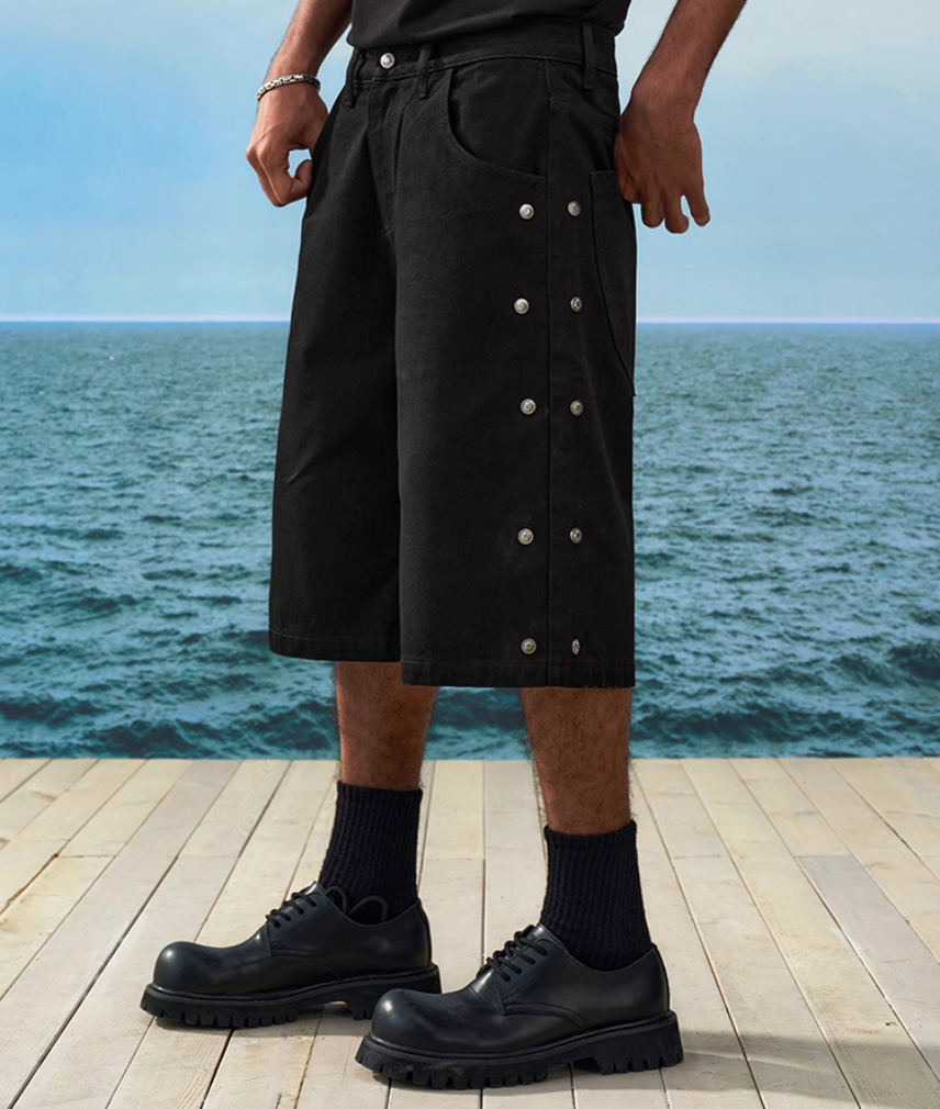 YADcrew Side Stud Denim Shorts | Face 3 Face