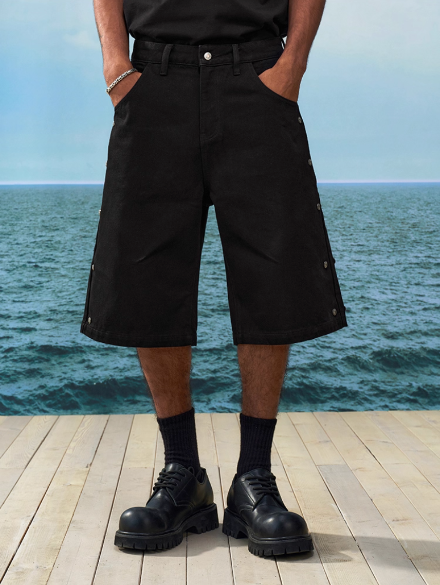YADcrew Side Stud Denim Shorts | Face 3 Face