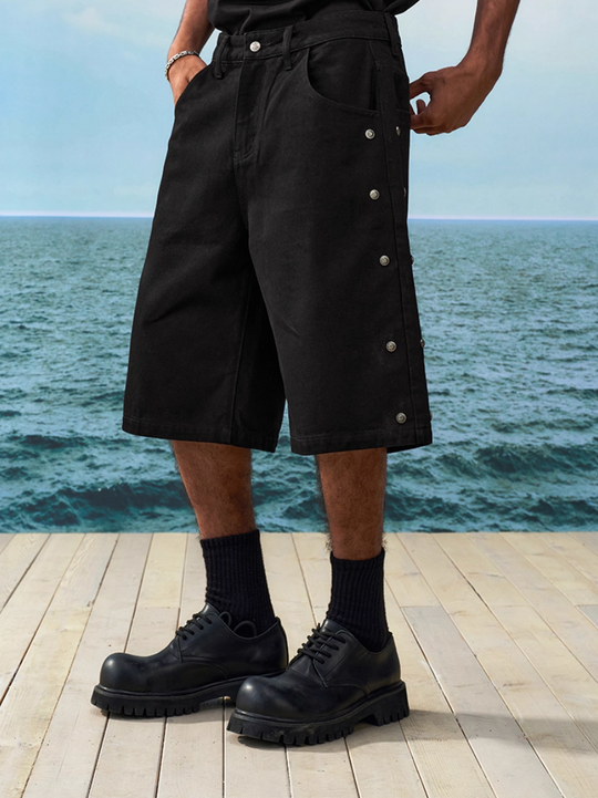YADcrew Side Stud Denim Shorts | Face 3 Face
