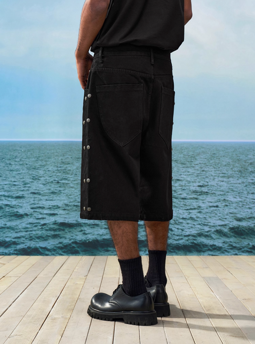 YADcrew Side Stud Denim Shorts | Face 3 Face
