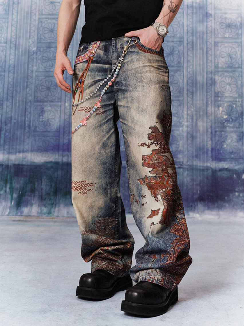 YADcrew Ethnic Photorealistic Print Jeans | Face 3 Face