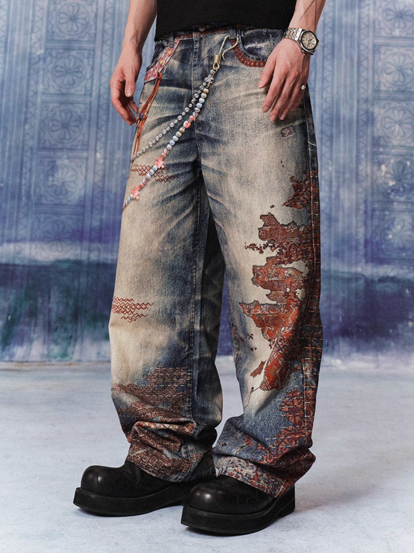 YADcrew Ethnic Photorealistic Print Jeans | Face 3 Face