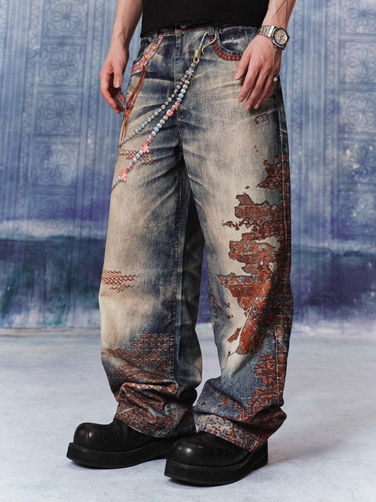 YADcrew Ethnic Photorealistic Print Jeans | Face 3 Face