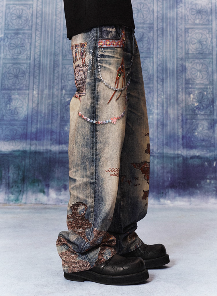 YADcrew Ethnic Photorealistic Print Jeans | Face 3 Face