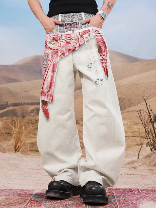 YADcrew Ethnic Pattern Shirt Photorealistic Print Jeans | Face 3 Face