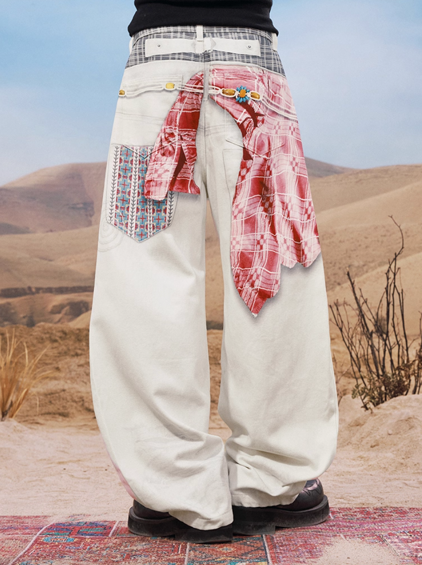 YADcrew Ethnic Pattern Shirt Photorealistic Print Jeans | Face 3 Face