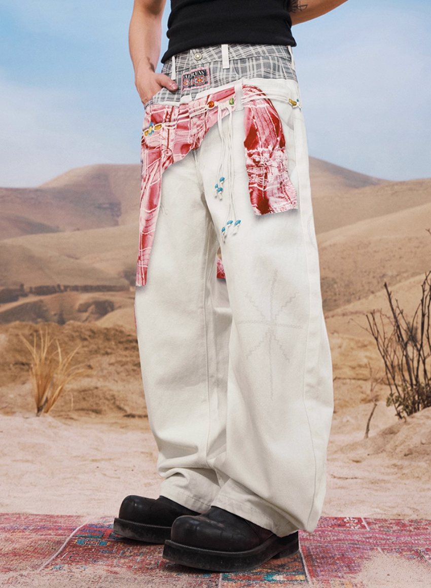 YADcrew Ethnic Pattern Shirt Photorealistic Print Jeans | Face 3 Face