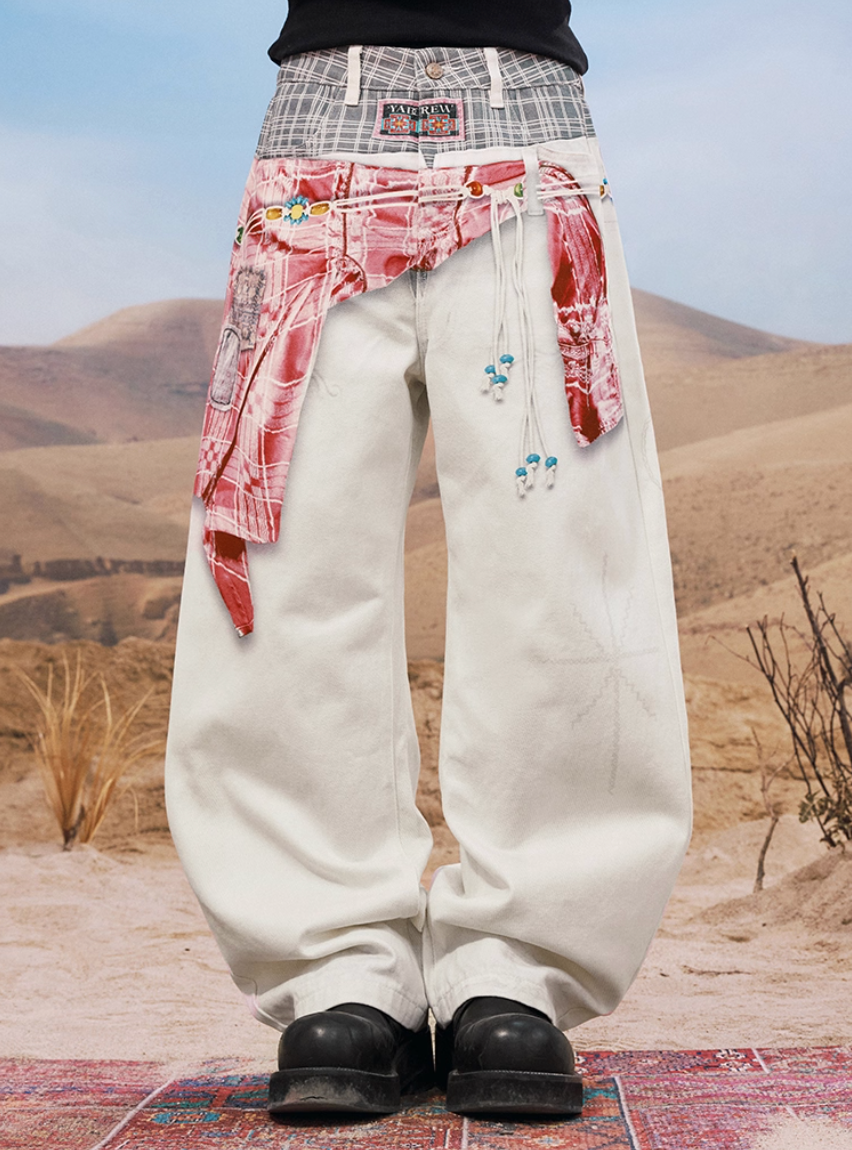 YADcrew Ethnic Pattern Shirt Photorealistic Print Jeans | Face 3 Face