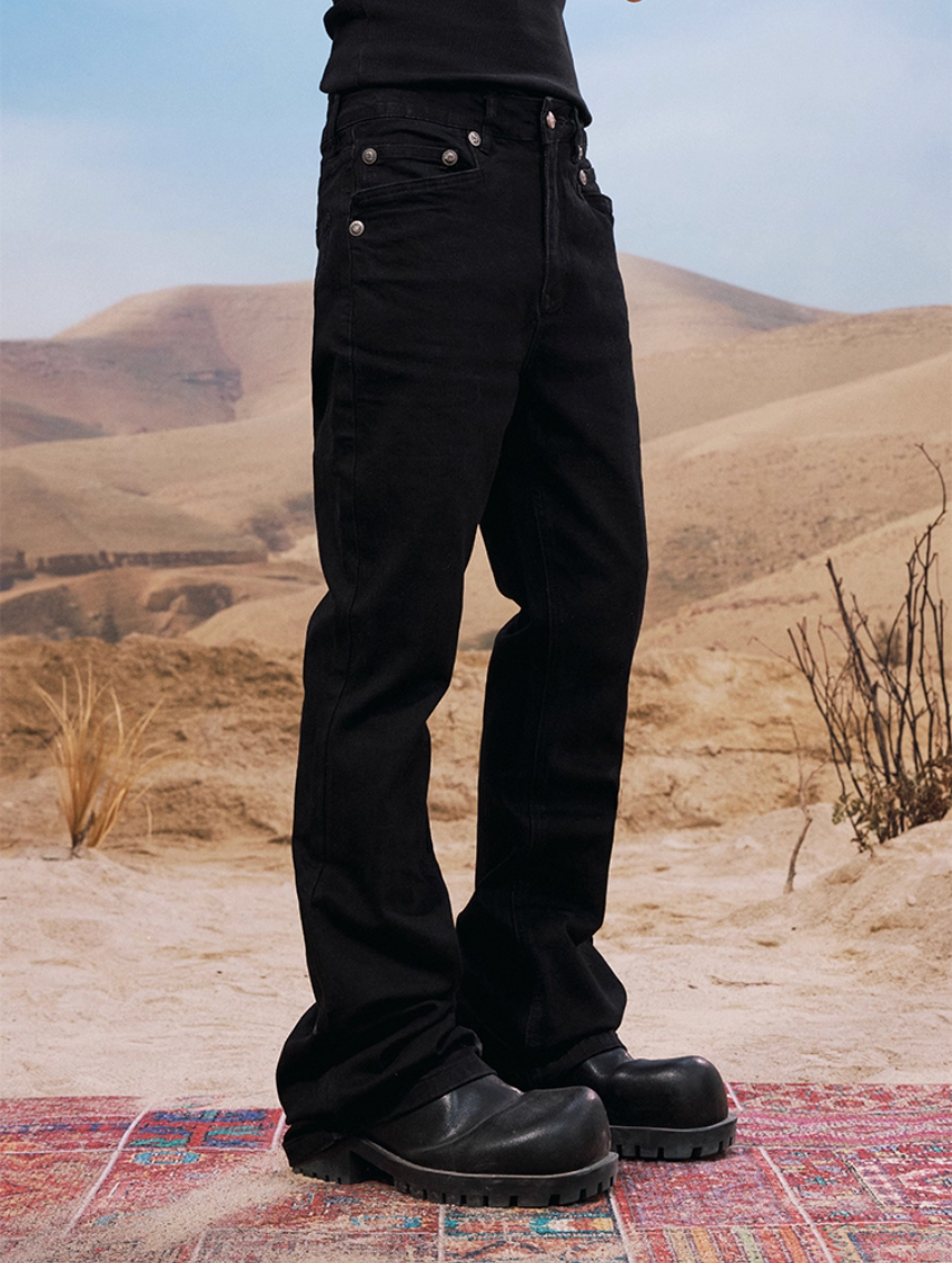 YADcrew Basic Stretch Rivet Flared Jeans | Face 3 Face