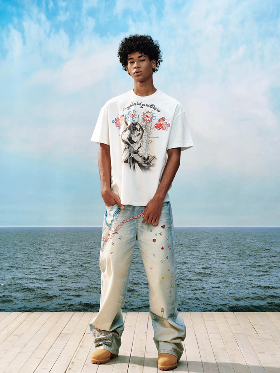 YADcrew Cupid Kiss Pearl Puzzle Graphic Tee | Face 3 Face