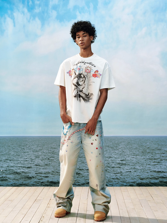 YADcrew Cupid Kiss Pearl Puzzle Graphic Tee | Face 3 Face