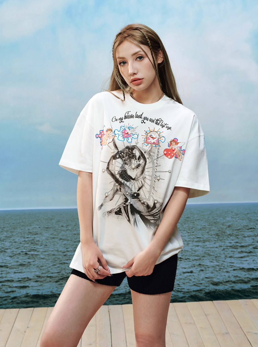 YADcrew Cupid Kiss Pearl Puzzle Graphic Tee | Face 3 Face