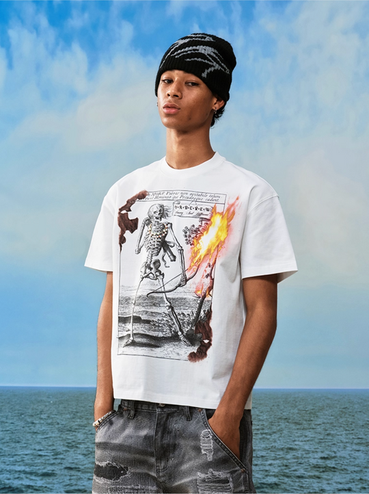 YADcrew Flame Skull Pearl Graphic Tee | Face 3 Face