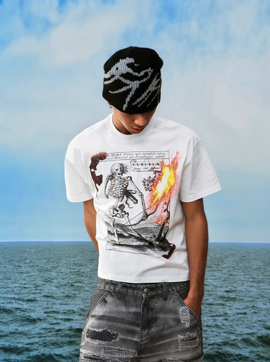YADcrew Flame Skull Pearl Graphic Tee | Face 3 Face