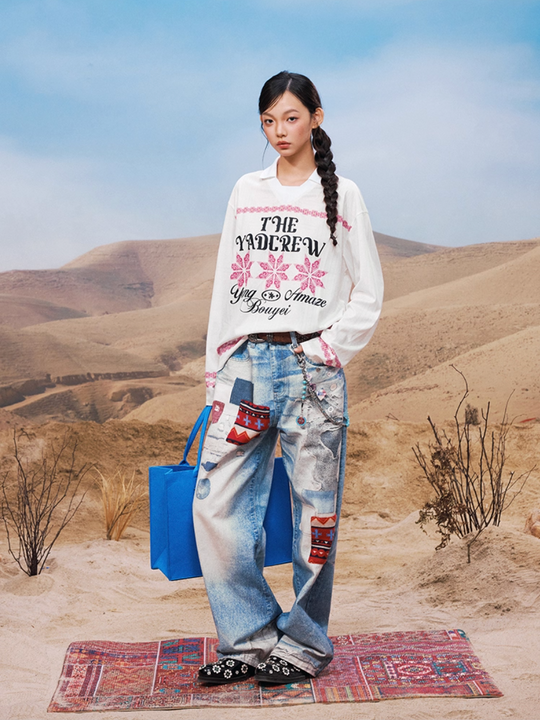 YADcrew Ethnic Pattern Long Sleeve Polo Jersey | Face 3 Face