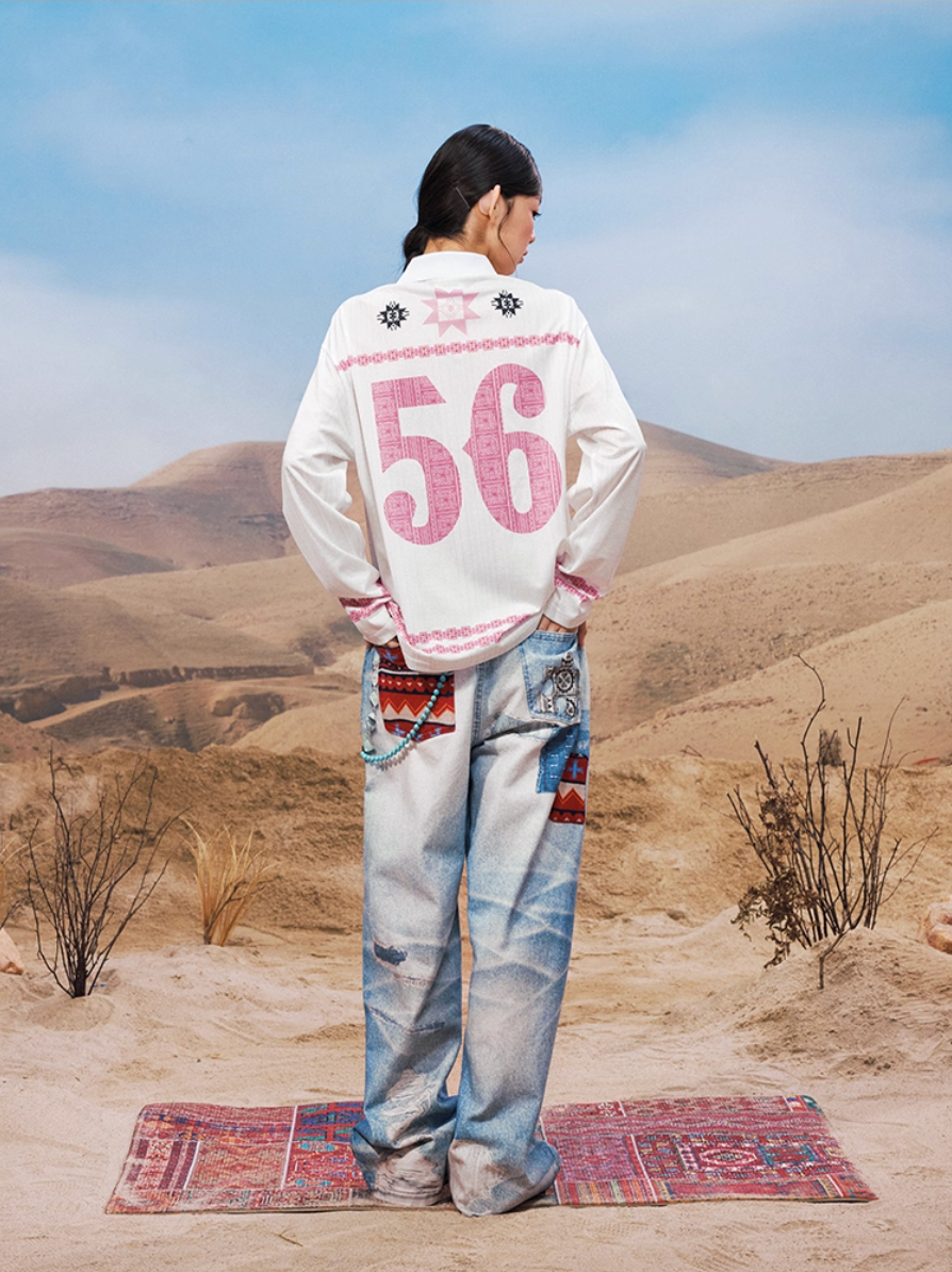 YADcrew Ethnic Pattern Long Sleeve Polo Jersey | Face 3 Face