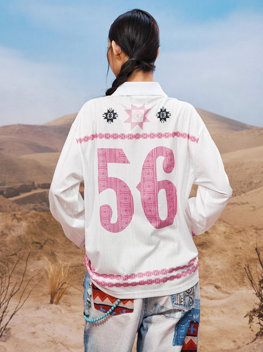 YADcrew Ethnic Pattern Long Sleeve Polo Jersey | Face 3 Face