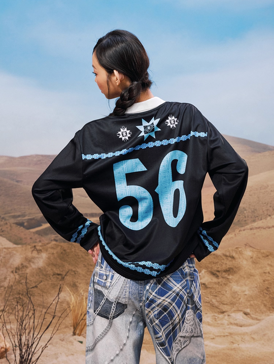 YADcrew Ethnic Pattern Long Sleeve Polo Jersey | Face 3 Face