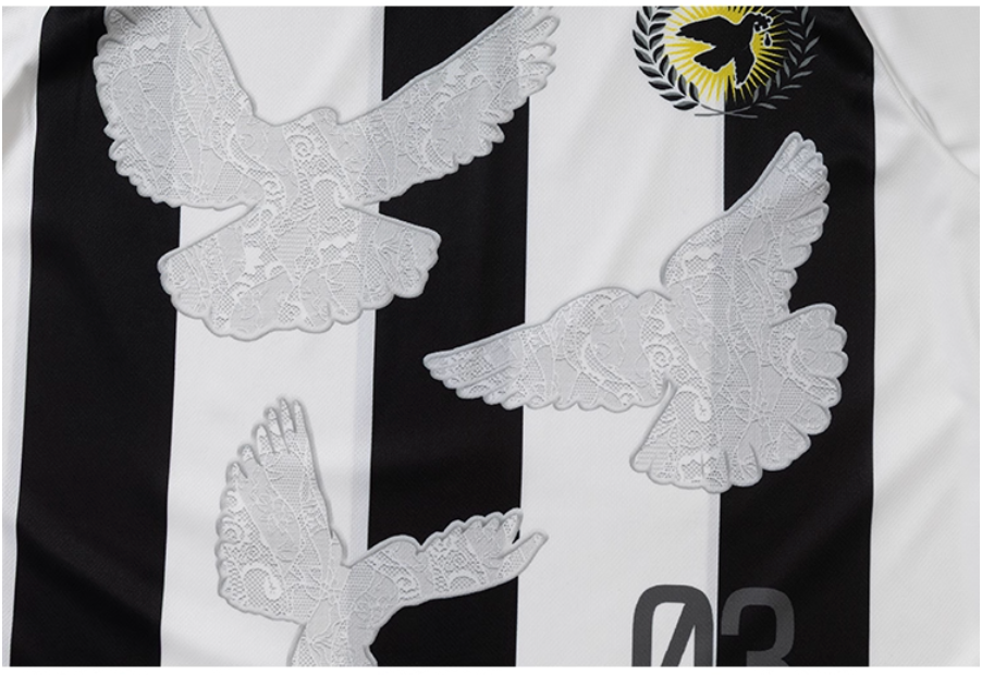 YADcrew Lace Peace Dove Striped Long Sleeve Soccer Jersey | Face 3 Face