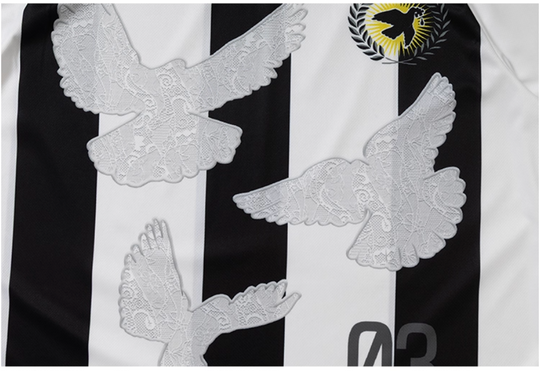 YADcrew Lace Peace Dove Striped Long Sleeve Soccer Jersey | Face 3 Face