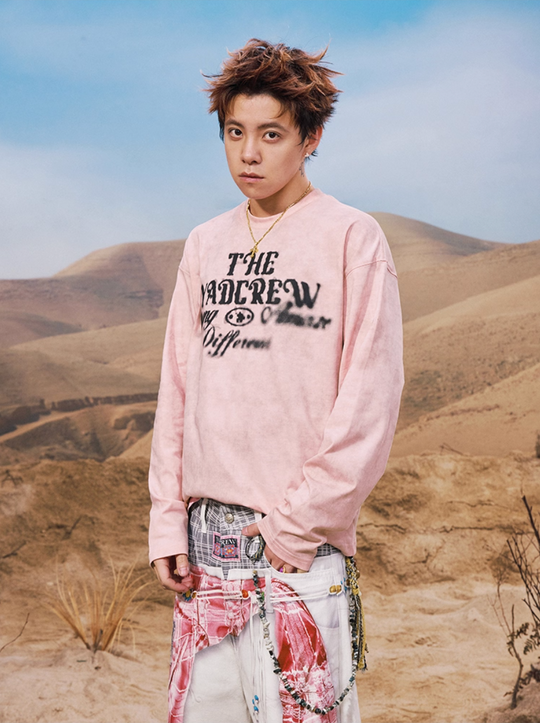 YADcrew Washed Ink Dyed Print Long Sleeve Tee | Face 3 Face