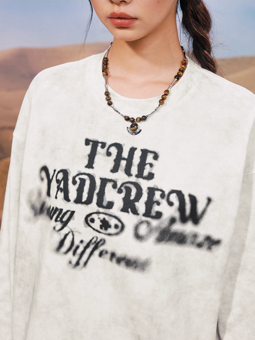 YADcrew Washed Ink Dyed Print Long Sleeve Tee | Face 3 Face