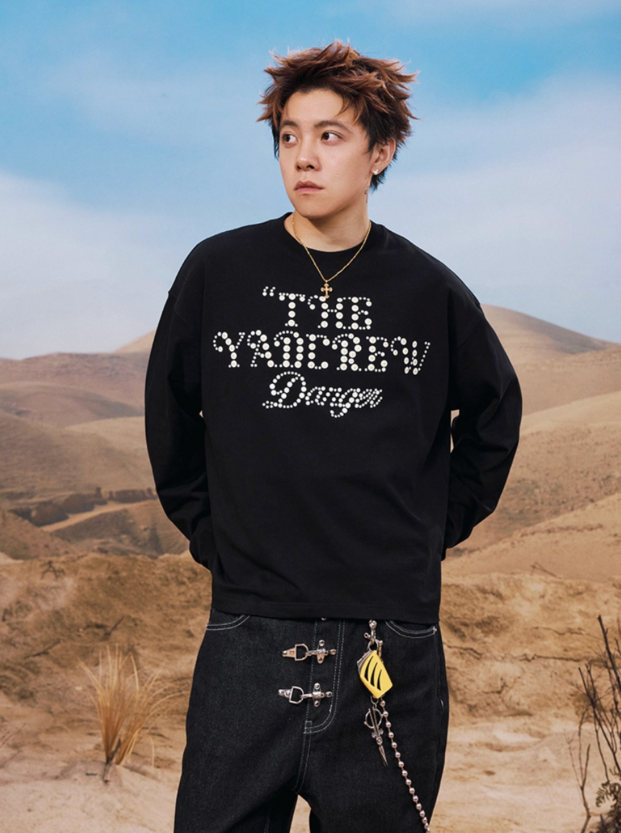 YADcrew Polka Dot Star Foam Print Long Sleeve Tee | Face 3 Face