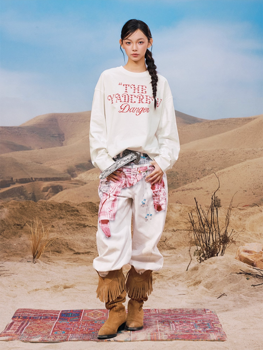 YADcrew Polka Dot Star Foam Print Long Sleeve Tee | Face 3 Face