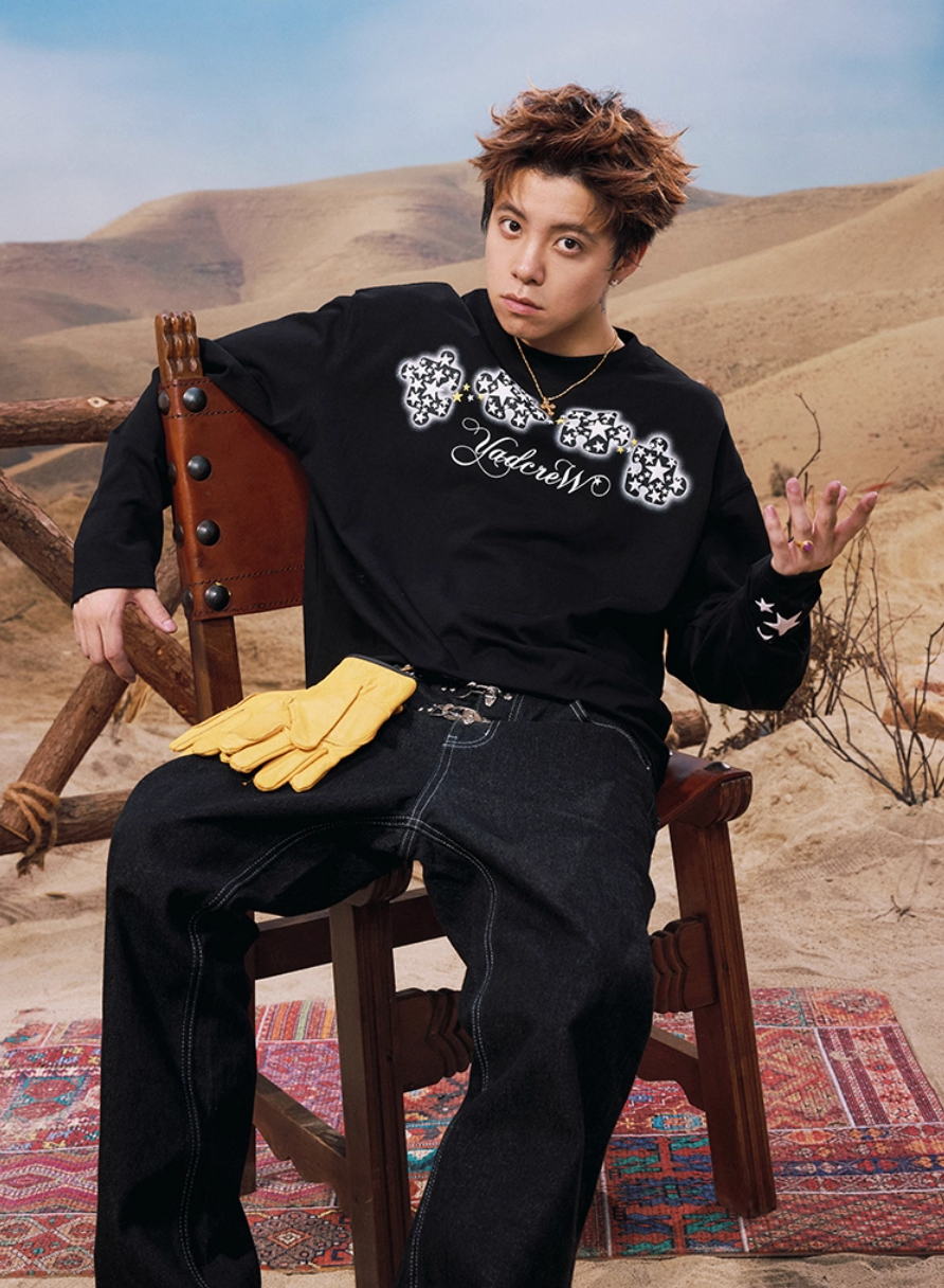 YADcrew Galaxy Star Puzzle Foam Print Long Sleeve Tee | Face 3 Face